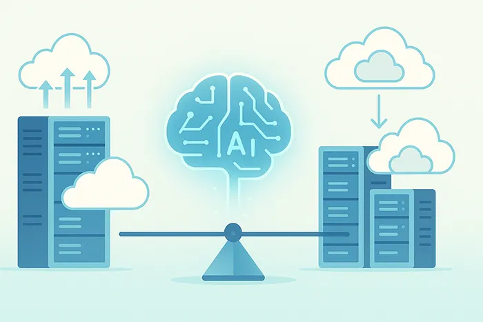 AI optimizing cloud infrastructure resources illustration