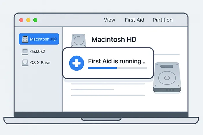 macOS Disk Utility running First Aid