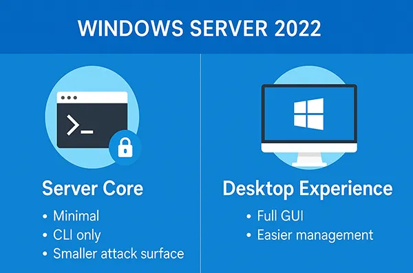 Infographic comparing Server Core vs Desktop Experience
