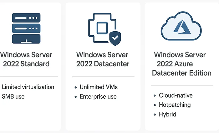 Infographic comparing Windows Server 2022 licensing options