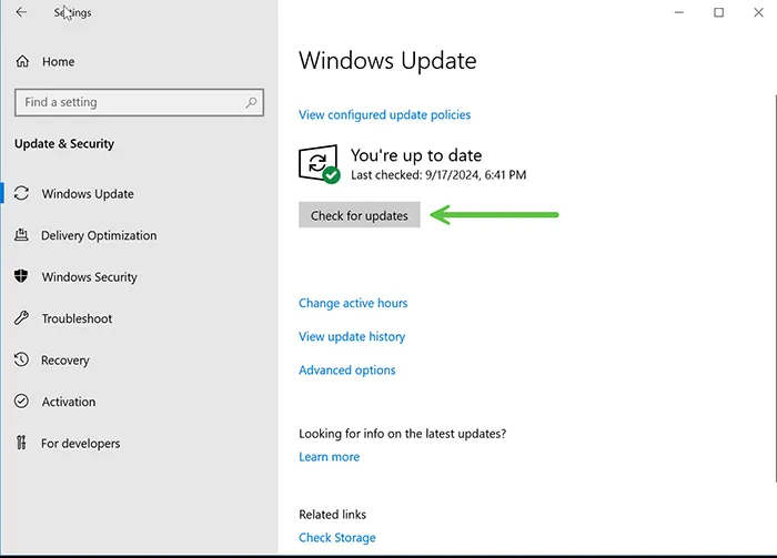 Windows Update settings in Windows Server 2022